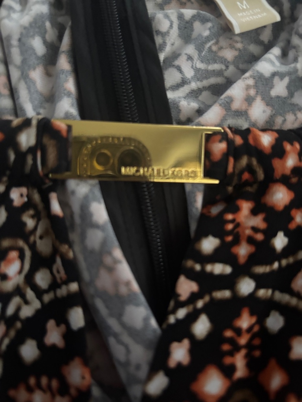 Michael Kors Black and Rust Geometric Halter Maxi Dress - Picture 2 of 3
